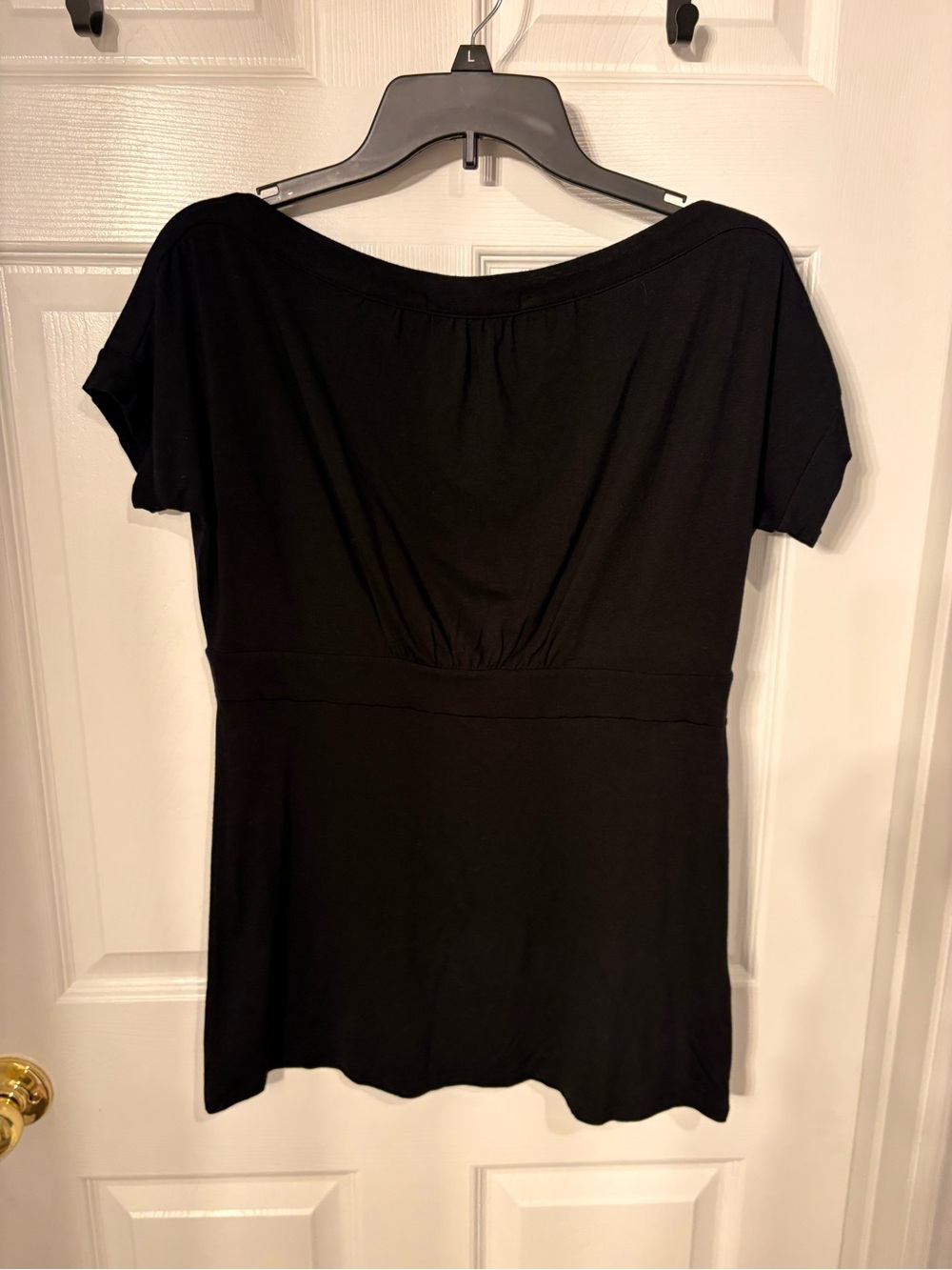 BCBGMaxAzria Black Short-Sleeve Scoop Neck Top